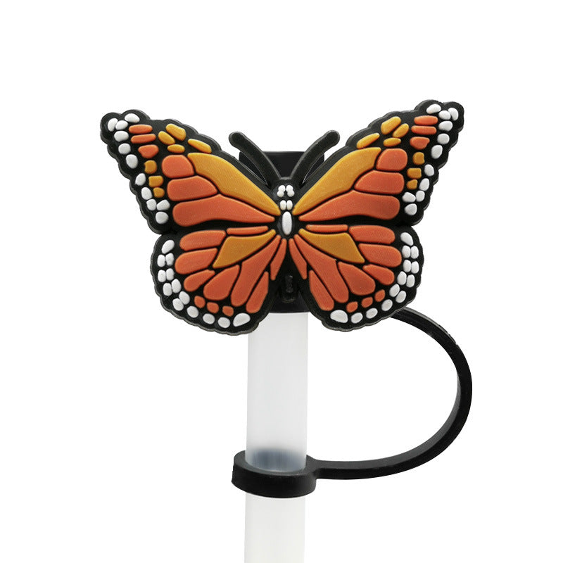 Wholesale 10pcs Butterfly Straw Cap Silicone Dust Plug